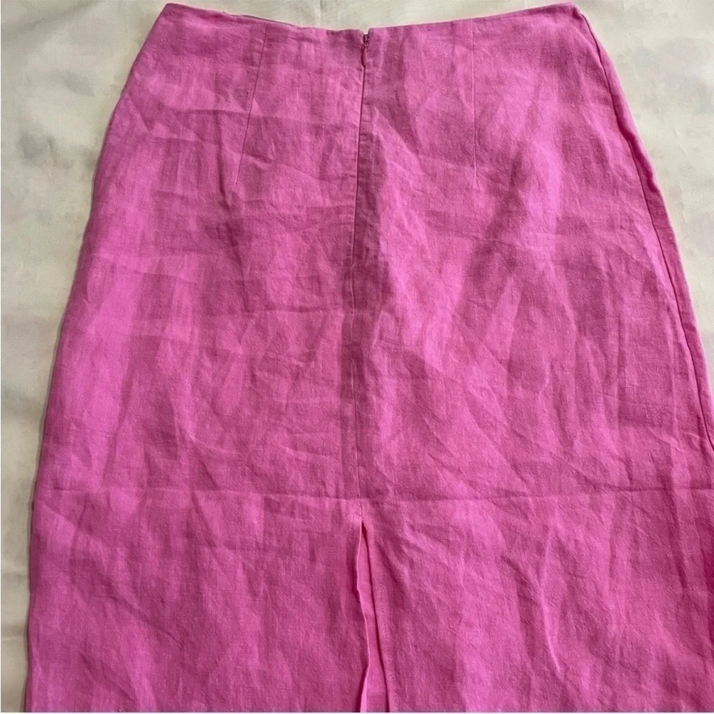 Natalie Rolt- Candy Pink Lilo High Waisted Linen Midi Skirt Size AU 3/ US 8